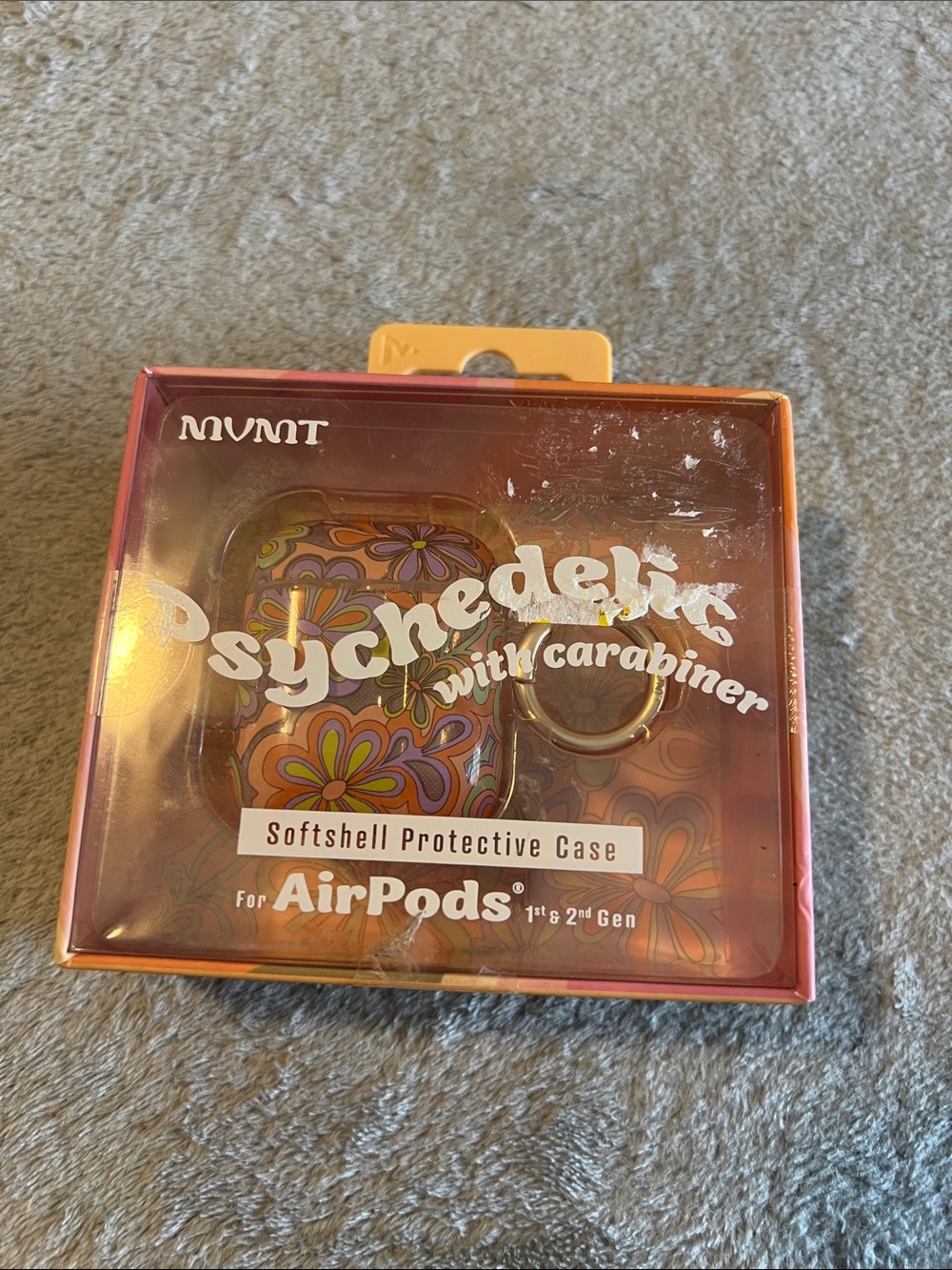 MVMT Psychedelic Orange Floral Softshell Protective Case for AirPods